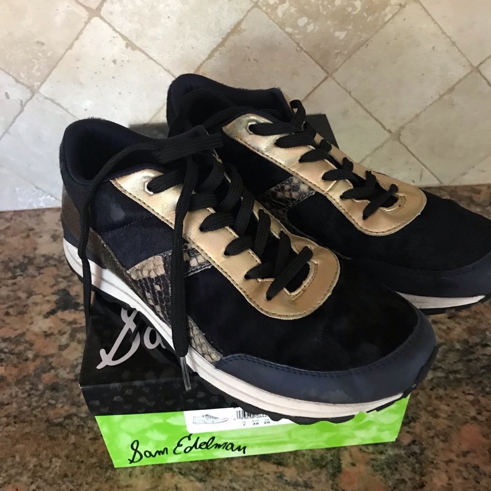 Sam Edelman Dax navy gold sneakers 9 39